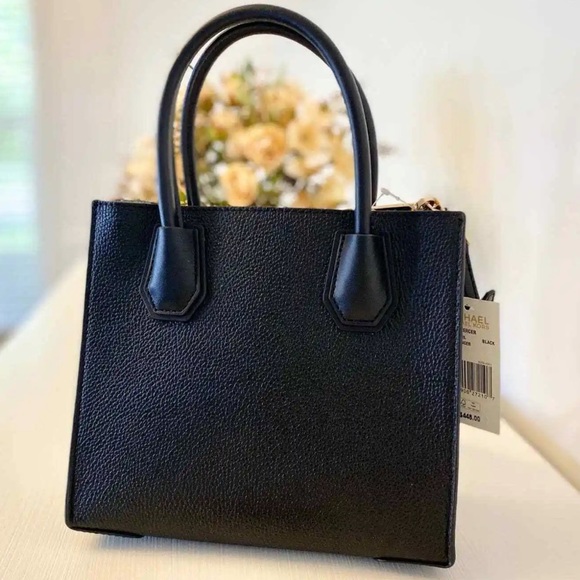 Michael Kors Mercer Hope messenger crossbody bag black leather - Picture 5 of 8